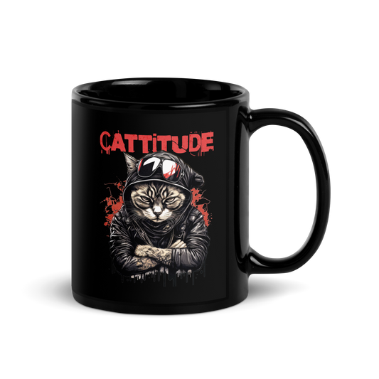 Cattitude Black Glossy Mug